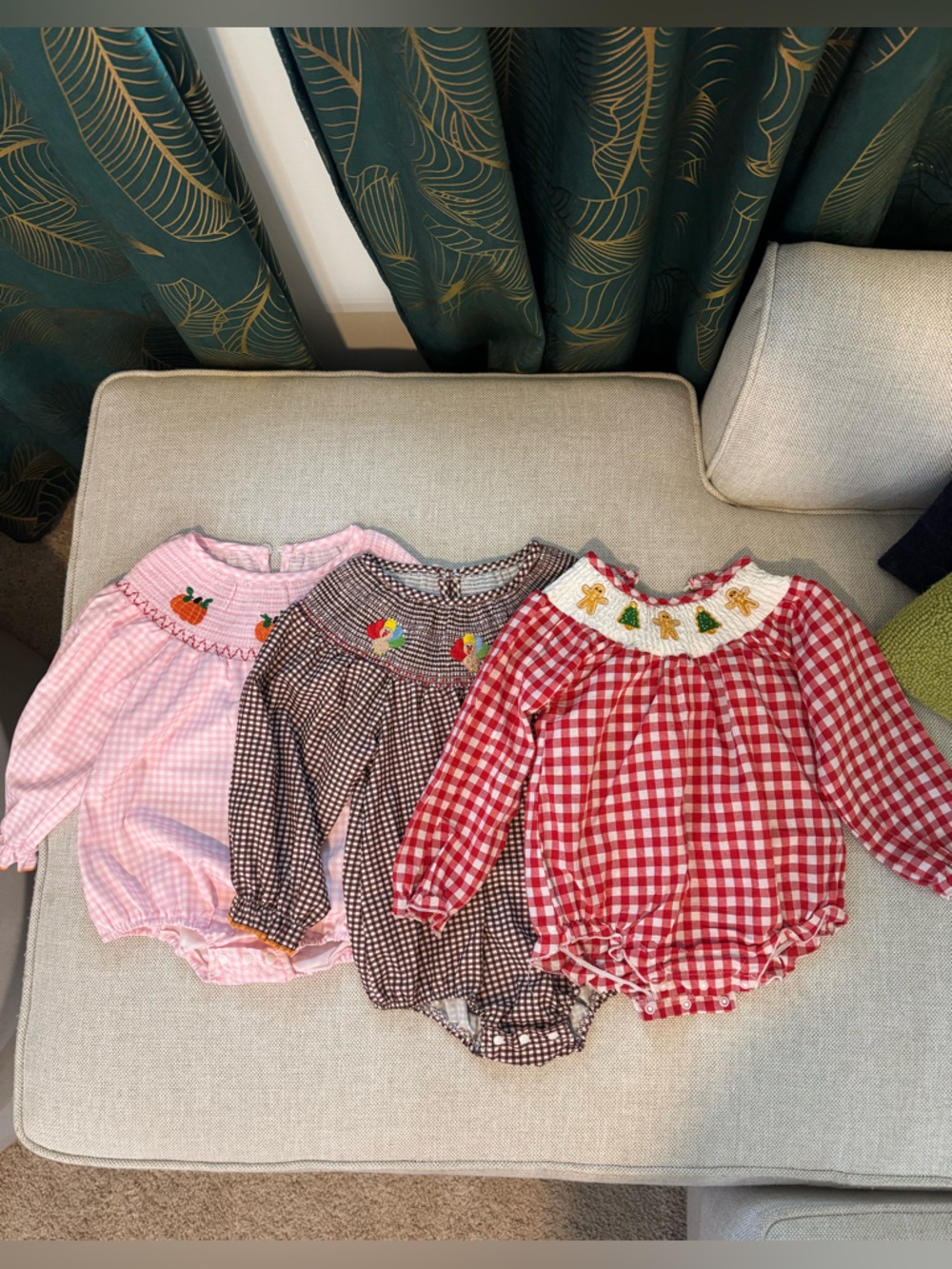 Set of 3 Kids Gingham Smocked Bubbles